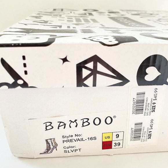 Bamboo Prevail Silver Womens Pointy Toe Zipper Ankle Booties Boots Patent 9 - Picture 12 of 12